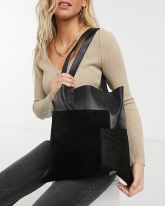 asos leather tote