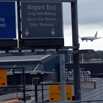 NEW YORK, NY - OCTOBER 11: A plane arrives at New York's John F. Kennedy Airport (JFK ) airport on October 11, 2014 in New York City. Ebola screenings began on Saturday at JFK for travelers arriving from West African countries that have been afftected by the disease. (Photo by Spencer Platt/Getty Images)