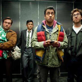 (L-r) TOM LENNON as Todd, JOHN CHO as Harold, KAL PENN as Kumar and AMIR BLUMENFELD as Adrian in New Line Cinema’s and Mandate Pictures’ comedy “A VERY HAROLD & KUMAR 3D CHRISTMAS,” a Warner Bros. Pictures release.
