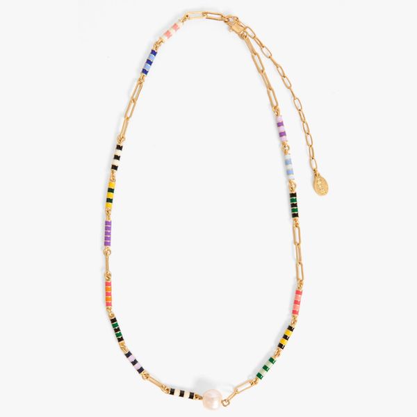 Clare V. Le Stripe Pearl Necklace