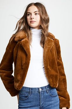 BlankNYC Cropped Faux-Fur Jacket