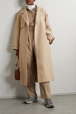 The Frankie Shop Suzanne Belted Wool-Blend-Felt Trench