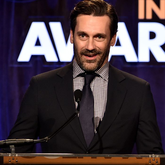 NEW YORK, NY - DECEMBER 01: Jon Hamm speaks onstage at IFP's 24th Gotham Independent Film Awards at Cipriani, Wall Street on December 1, 2014 in New York City. (Photo by Theo Wargo/Getty Images for IFP)