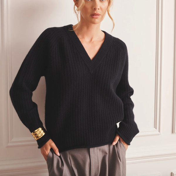 Naadam Super Luxe Cashmere Fisherman V-Neck Sweater