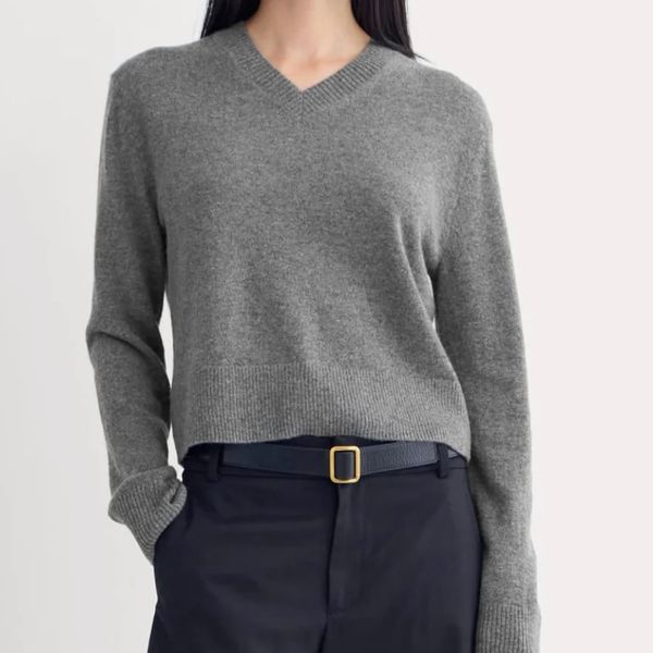 Everlane Cashmere Cropped High-V Sweater