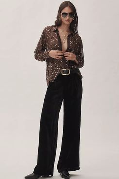 By Anthropologie Wide-Leg Velvet Pant