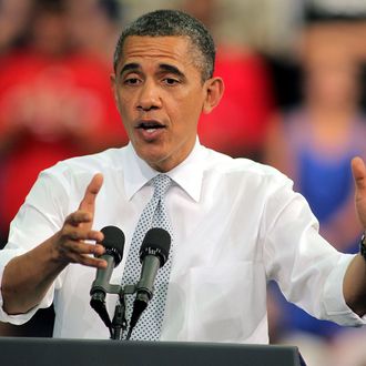 U.S. President Barack Obama speaks on the economy at Florida Atlantic University on April 10, 2012 in Boca Raton, Florida. The President made the case for the Buffet Rule, a principle for fairness that ensures that millionaires pay at least the same effective tax rate as middle class families pay