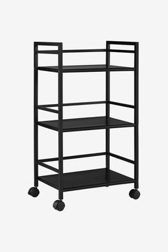 Ameriwood Home Marshall 3 Shelf Metal Rolling Utility Cart, Black