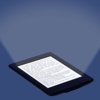 black ebook reader or tablet on white background