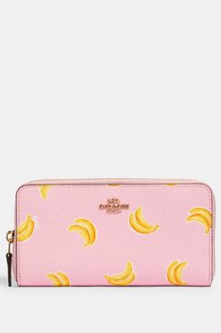 Coach Accordion Zip Wallet With Banana Print