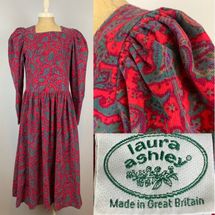 DimestoreDandy Vintage 80’s Laura Ashley Paisley Fine Corduroy Dress Size Small