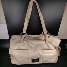 Rosetti Tan Leather Shoulder Bag Tote Purse Silver Accents