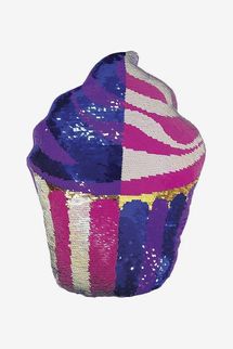 iscream Swirl Icing Cupcake Reversible Sequin Mini Pillow