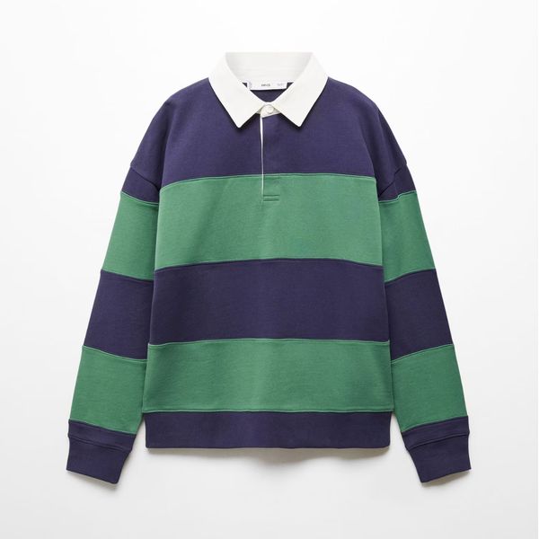 Mango Striped Cotton Polo Shirt