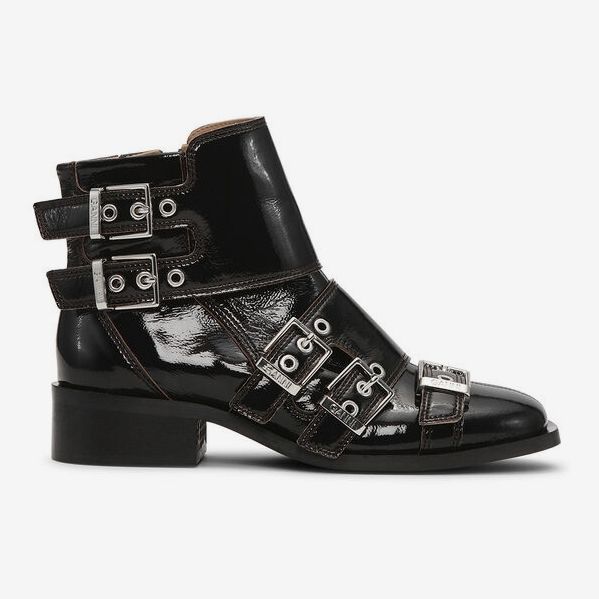 Ganni Black Feminine Buckle Naplack Boots