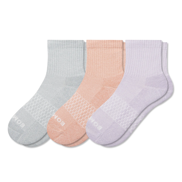 Bombas Assorted Marl Quarter Crew Socks - 3-Pack