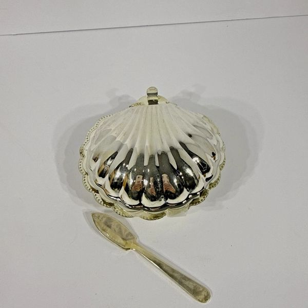 Vintage Silver-plated Shell Butter Dish