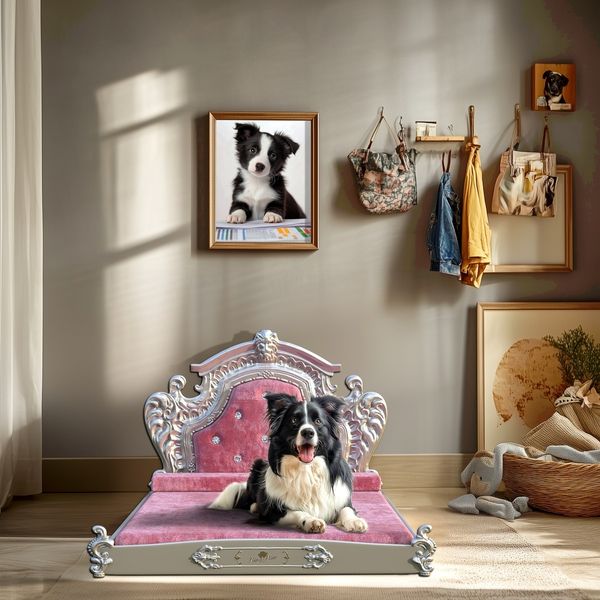 BingoPaw European-Style Luxury Washable Dutch Velvet Dog Bed, Pink, X-Large