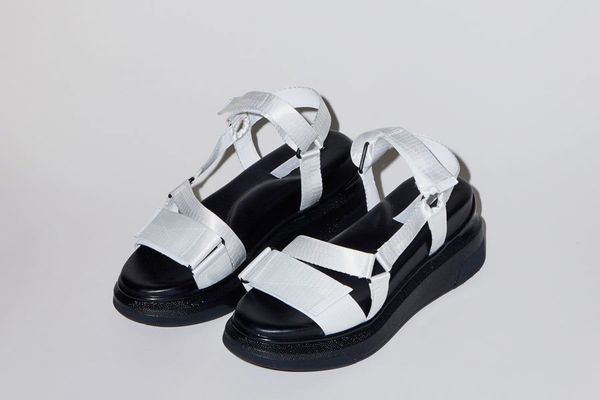 Suzanne Rae Velcro Sandal in White