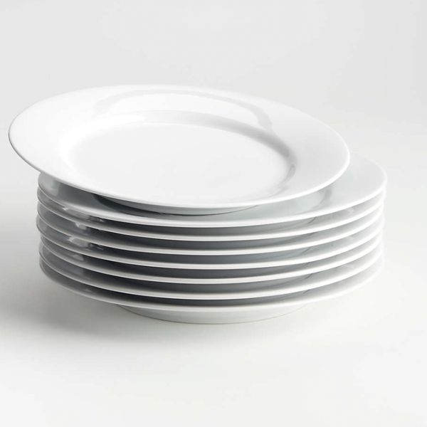 Crate & Barrel Aspen Rimmed Porcelain Dinner Plates