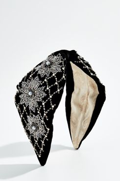 NAMJOSH Black Velvet Embellished Headband