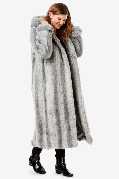 JYZJ Womens Plus Size Solid Winter Warm Loose Faux Fur Cardigan Coat Outerwear