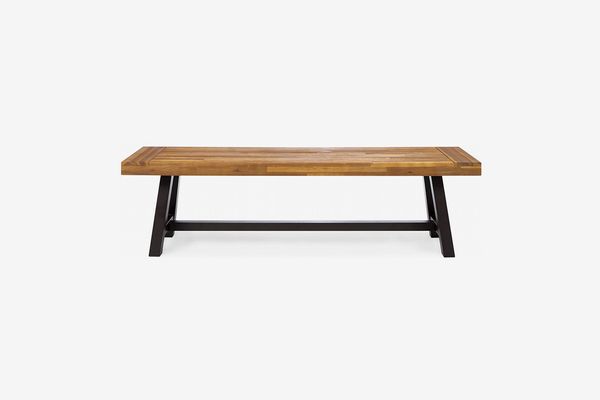 Christopher Knight Home Colonial Outdoor Acacia Wood and Metal Bench, 63 Inches Wide