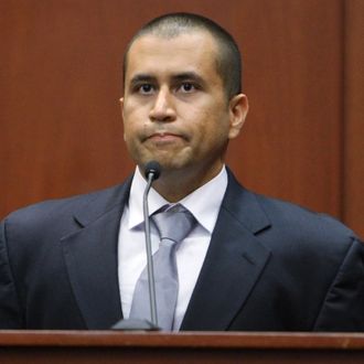 SANFORD, FL- APRIL 20: George Zimmerman sits on the stand during his bond hearing in a Seminole County courtroom on April 20, 2012 in Sanford, Florida. Trayvon Martin was shot by George Zimmerman, a member of a neighborhood watch in Sanford, Florida, who has been charged with second degree murder in the shooting. Bail was set at $150,000 for Zimmerman and he could be released from jail as early as April 21. (Photo by Gary Green/The Orlando Sentinel-Pool/Getty Images)