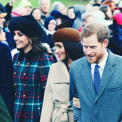 Prince William, Kate Middleton, Meghan Markle, and Prince Harry at Sandringham on Christmas.