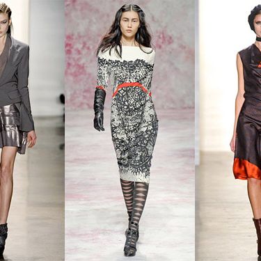 Fall 2011 looks from left: Ohne Title, Prabal Gurung, and Sophie Theallet.