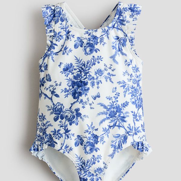 Laura Ashley H&M Ruffle-Trimmed Patterned Swimsuit