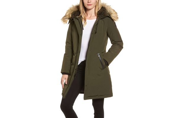 Vince Camuto Down & Feather Fill Parka With Faux Fur Trim