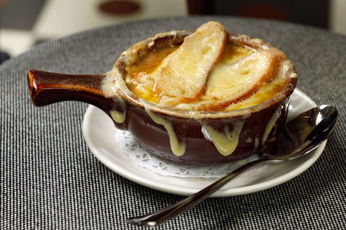 French-onion soup with Gruyère croutons.