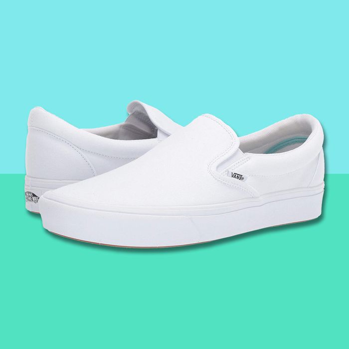 white slip on vans sales