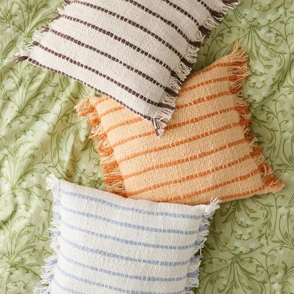 Urban Outfitters Lou Striped Fringe Throw Pillow