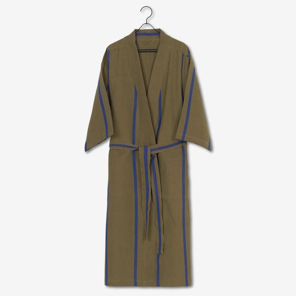 Ferm Living Field Bathrobe - Olive/Bright Blue