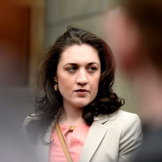 Cecily McMillan arrives at Manhattan Criminal Court in New York, New York, USA, 07 April 2014.