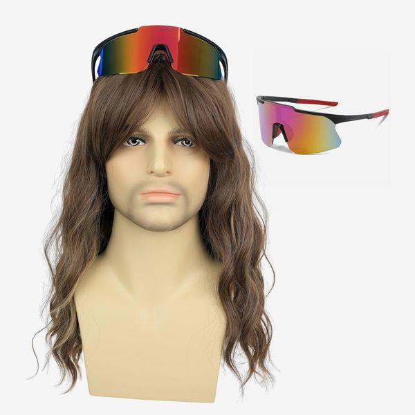 Deifor Long Wavy Blonde Wig with Glasses