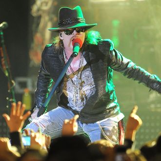 Singer Axl Rose of Guns N' Roses performs at the Hollywood Palladium