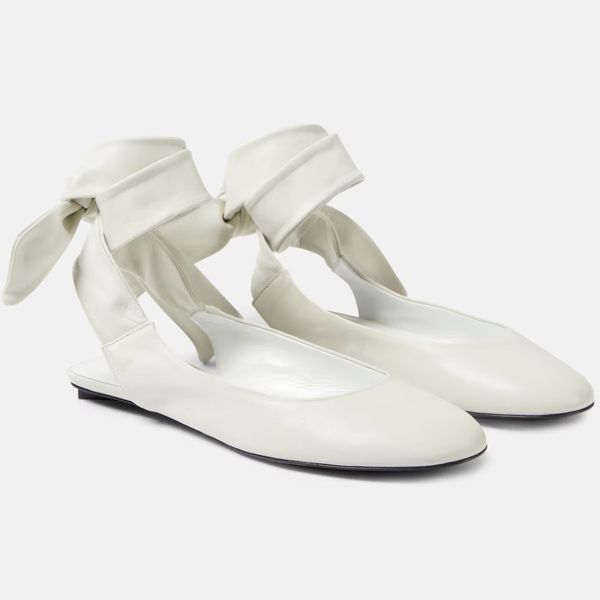 THE ATTICO Bridal Cloe Leather Slingback Flats